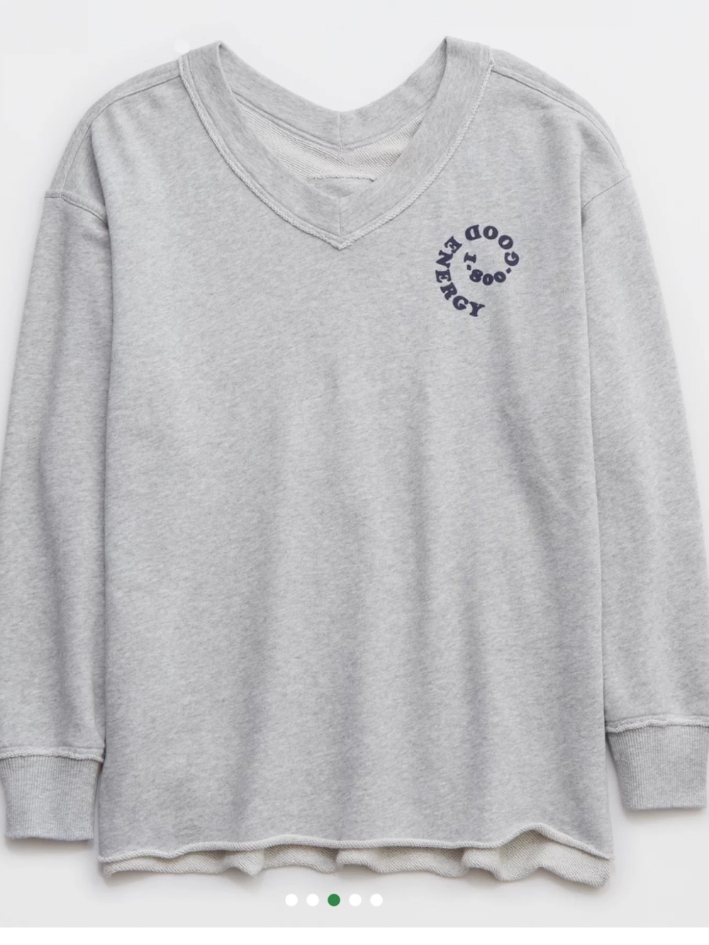 Aerie Wonder V Neck Sweatshirt good energy size XS grey - Picture 3 of 6
